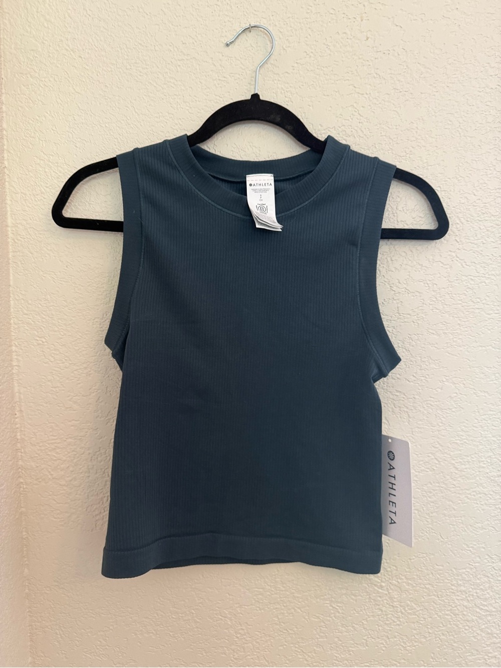 Athleta Renew Dark Teal Ribbed Cropped Tank